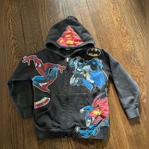 DC COMIC SUPER HERO ZIP UP HOODIE — as good as new condition, size 4-5